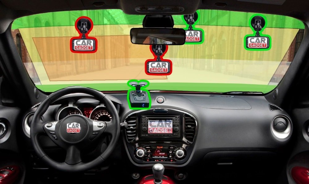 Зона установки регистратора Где установить видеорегистратор