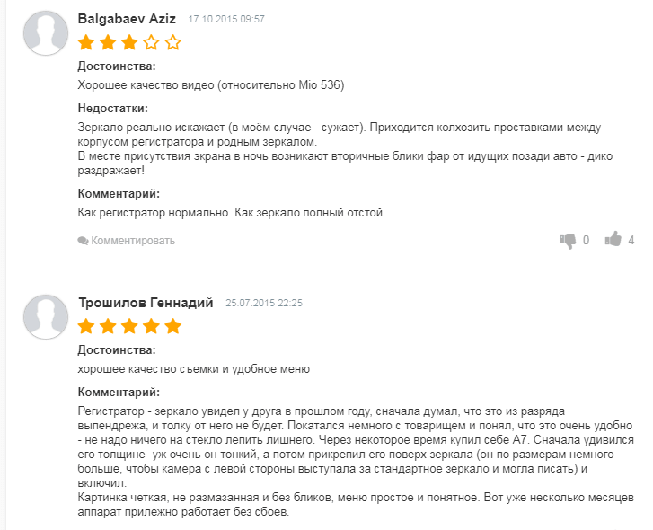 Отзывы на Carcam A7 Отзывы Carcam A7