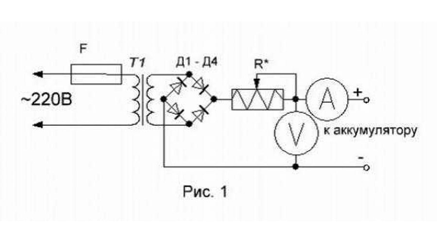 Схема простого устройства Трансформаторный тип