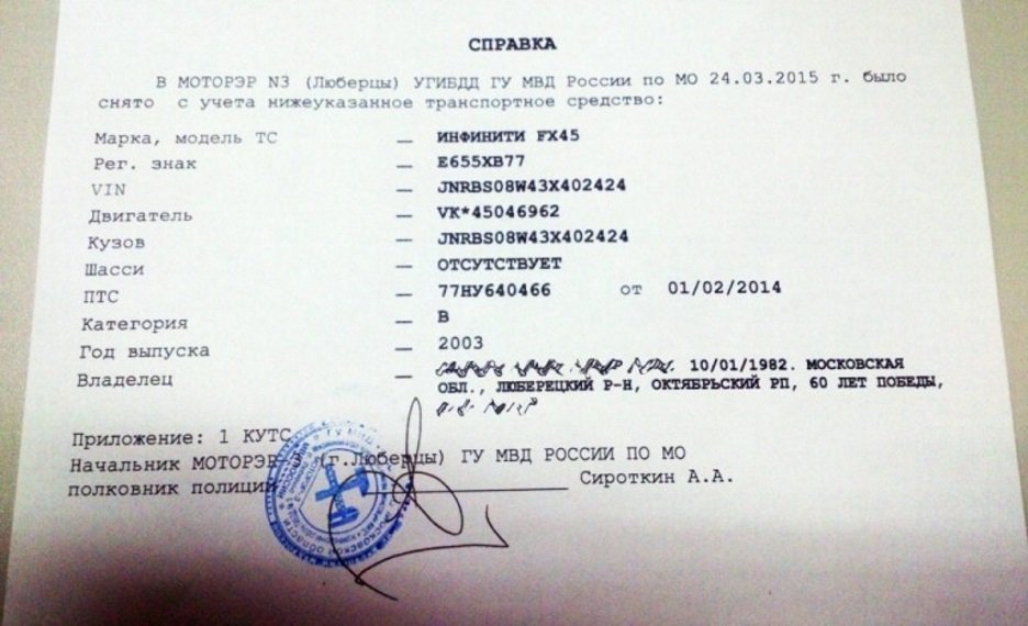 Справка о снятии с учета Оформление документов