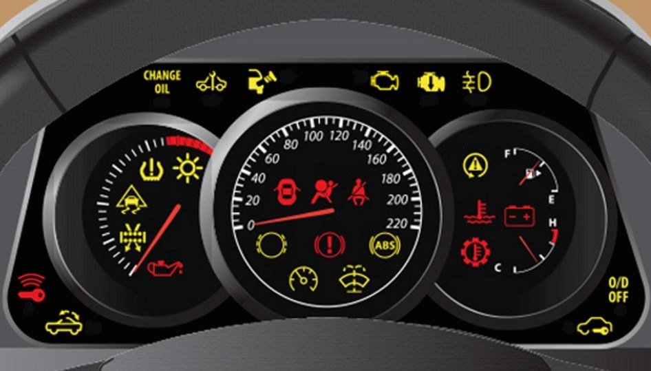 Значки на щитке пртборов Информационные значки